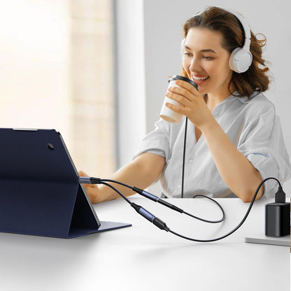 Audio-Kabel USB-C - 3,5 mm / USB-C Joyroom SY-C02, 0,14 m, Schwarz