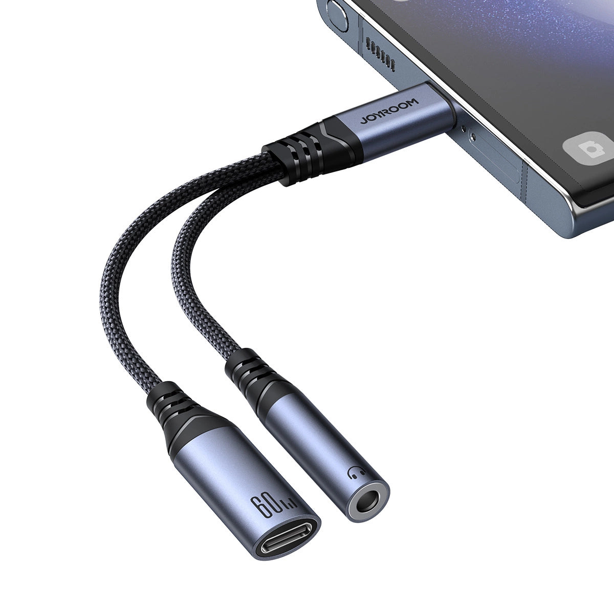Audio-Kabel USB-C - 3,5 mm / USB-C Joyroom SY-C02, 0,14 m, Schwarz