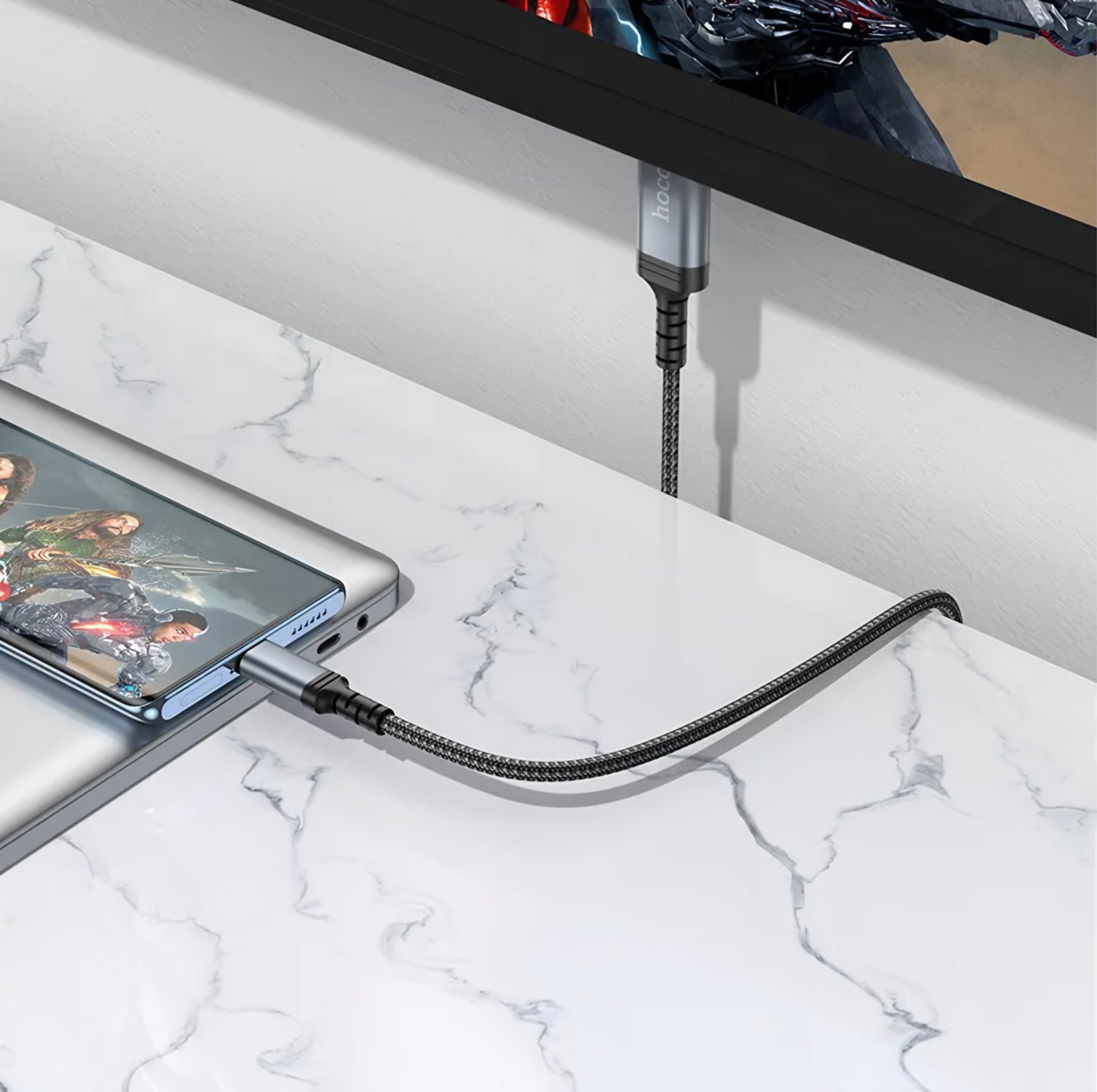 Audio- und Videokabel USB-C - HDMI HOCO UA43, 1,8 m, Grau