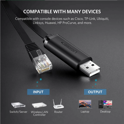 Câble Console USB UGREEN CM204, RJ45, 3m, Noir