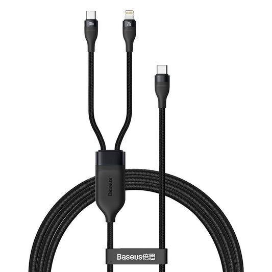 USB-C - Lightning / USB-C Baseus Flash Series 2in1 Daten- und Ladekabel, 100W, 1,2m, Schwarz CA1T2-F01