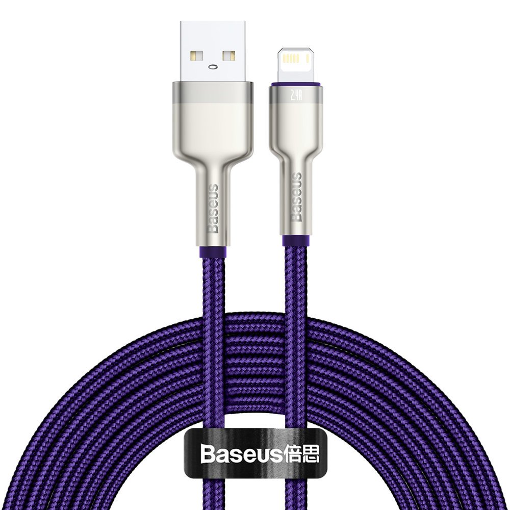 Câble de Données et de Charge USB-A - Lightning Baseus Cafule Metal Series, 18W, 2m, Violet CALJK-B05