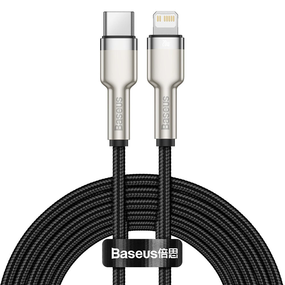 USB-C - Lightning Lade- und Datenkabel Baseus Cafule Metal Series, 20W, 2m, Schwarz CATLJK-B01