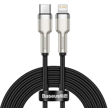 USB-C - Lightning Lade- und Datenkabel Baseus Cafule Metal Series, 20W, 2m, Schwarz CATLJK-B01