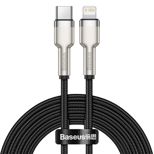 USB-C - Lightning Lade- und Datenkabel Baseus Cafule Metal Series, 20W, 2m, Schwarz CATLJK-B01