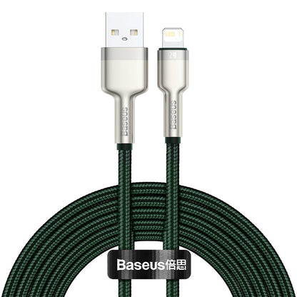 Câble de Données et de Charge USB-A - Lightning Baseus Cafule Metal Series, 18W, 2m, Vert CALJK-B06