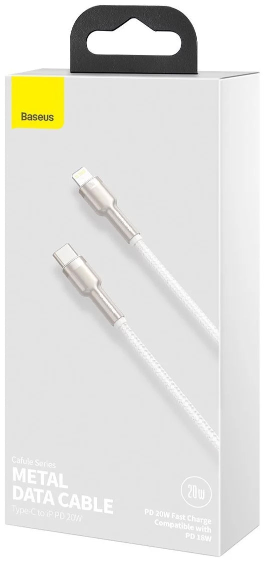 USB-C - Lightning Lade- und Datenkabel Baseus Cafule Metal Series, 20W, 2m, Weiß CATLJK-B02