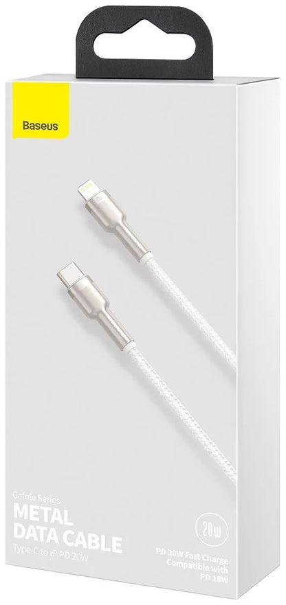 USB-C - Lightning Lade- und Datenkabel Baseus Cafule Metal Series, 20W, 2m, Weiß CATLJK-B02