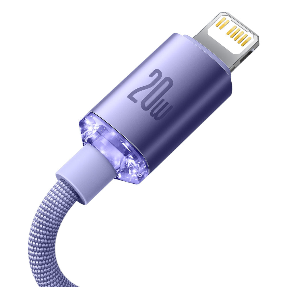 Câble de Données et de Charge USB-C - Lightning Baseus Crystal Shine Series, 20W, 2m, Mauve CAJY000305