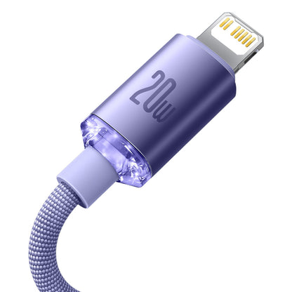 Câble de Données et de Charge USB-C - Lightning Baseus Crystal Shine Series, 20W, 2m, Mauve CAJY000305