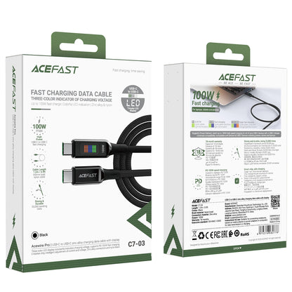 USB-C Data and Charging Cable - USB-C Acefast C7-03, 100W, 1.2m, Black