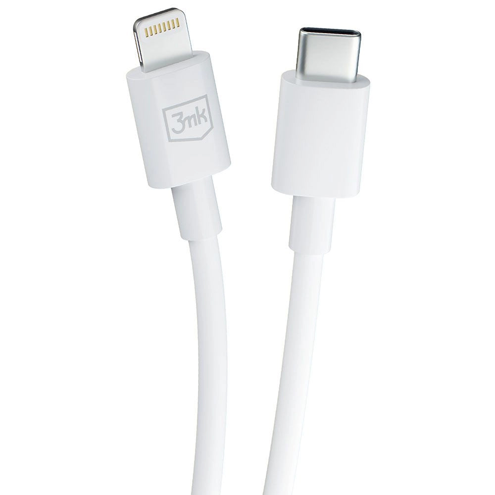 Câble de données et de charge USB-C - Lightning 3MK Hyper, 20W, 1,2m, Blanc