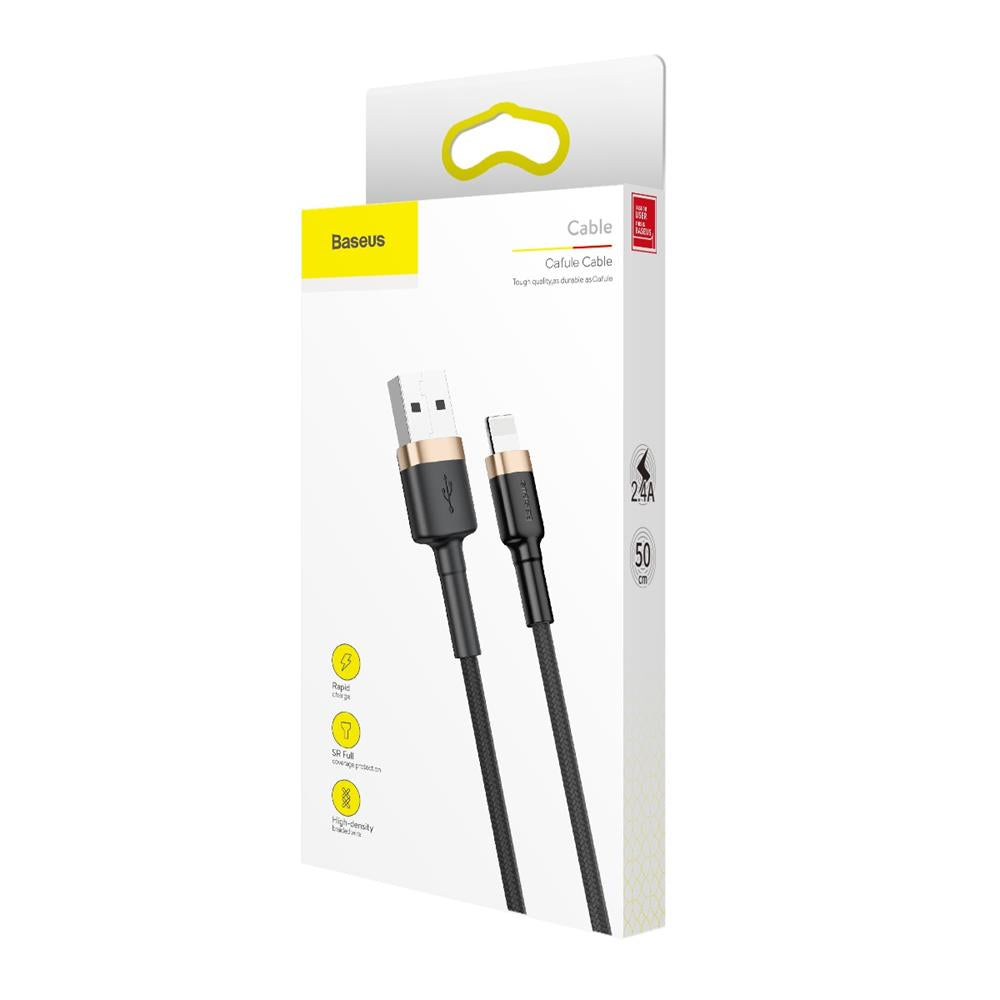 USB-A to Lightning Baseus Cafule Data and Charging Cable, 18W, 1m, Gold
