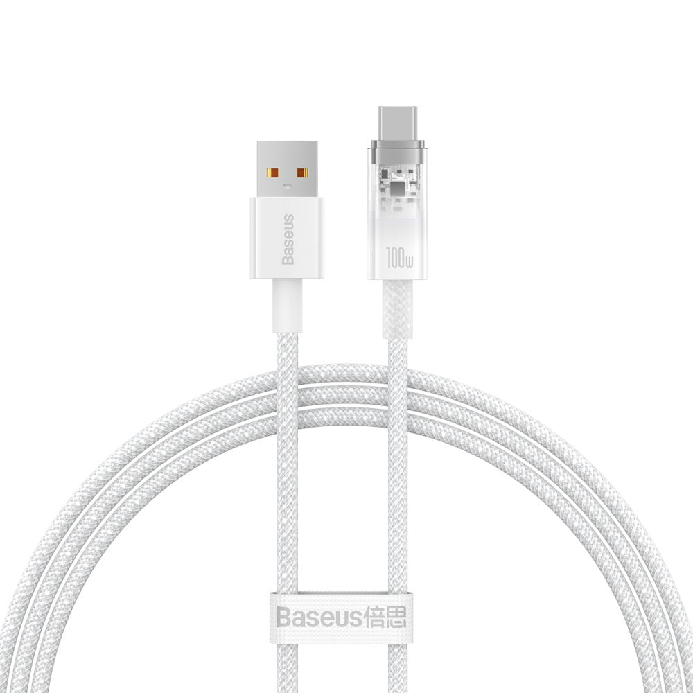 USB-A to USB-C Baseus Explorer Data and Charging Cable, 100W, 1m, White CATS010402