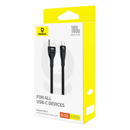 Cablu Date si Incarcare USB-A - USB-C Baseus Flash Series II, 100W, 1m, Negru P10311804111-00