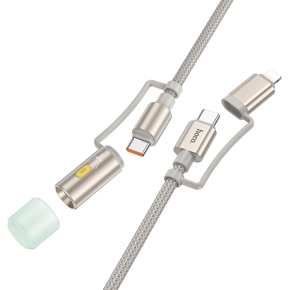 USB-C / Lightning Data and Charging Cable - USB-C / LED HOCO U138, 60W, 1.2m, Gray