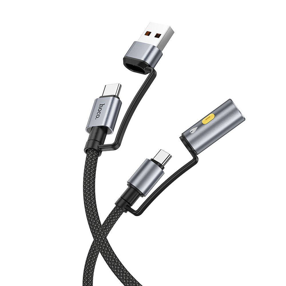 Câble de Données et de Charge USB-C / USB-A - USB-C / Briquet Électrique HOCO U138, 60W, 1.2m, Noir