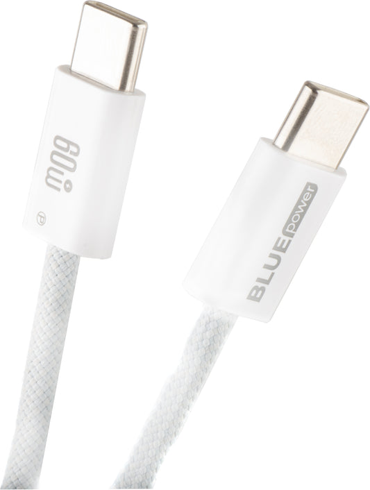 Câble de Données et de Charge USB-C - USB-C Blue Power NB-Q273, 60W, 1m, Blanc