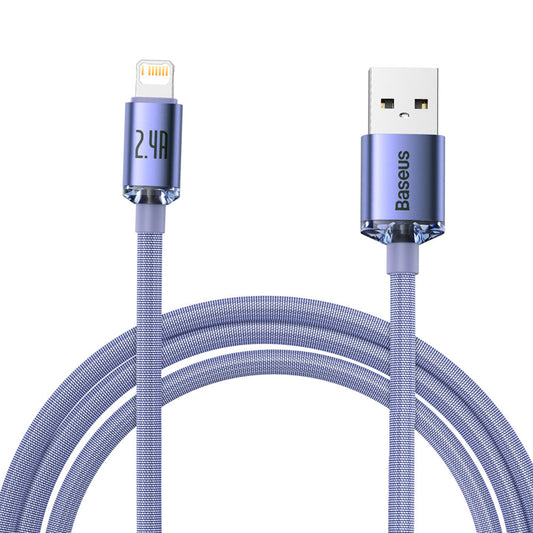 USB-A - Lightning Daten- und Ladekabel Baseus Crystal Shine Series, 18W, 2m, Lila CAJY000105