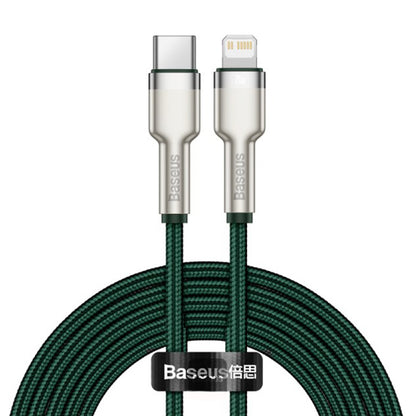 Câble de Données et de Charge USB-C - Lightning Baseus Cafule Metal Series, 20W, 2m, Vert CATLJK-B06