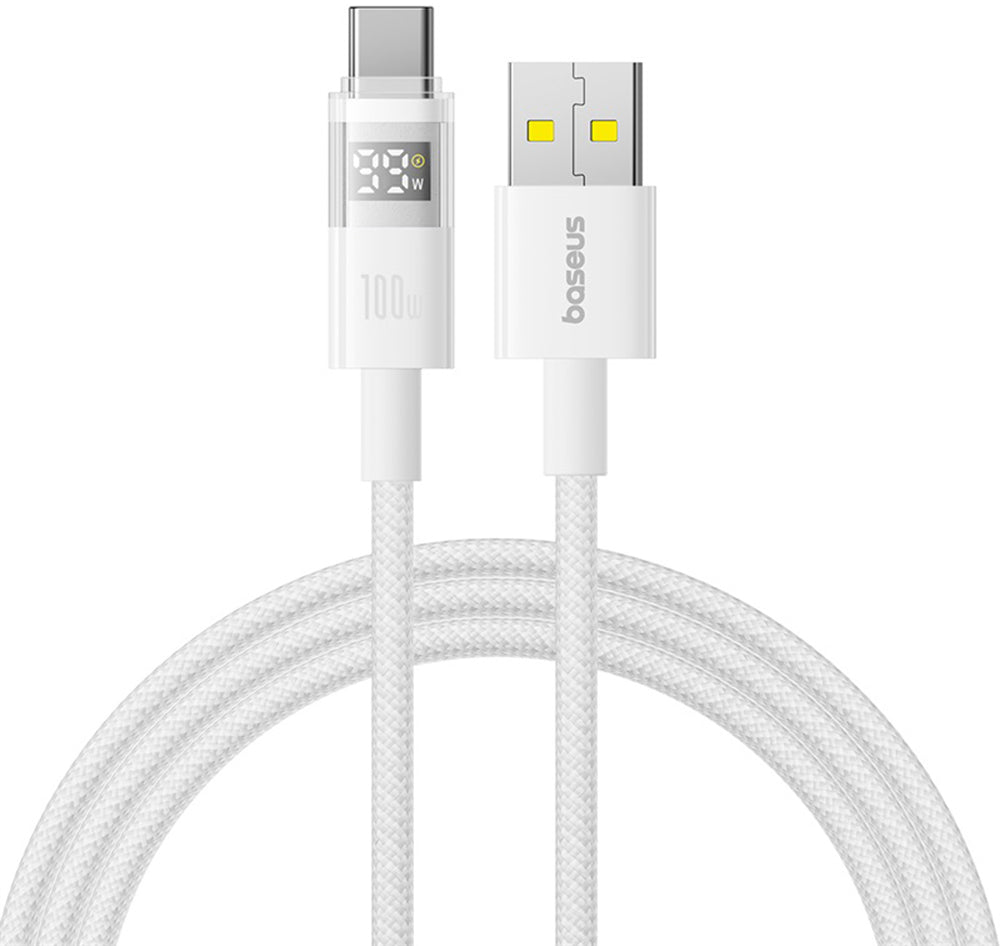 Câble de Données et de Charge USB-A - USB-C Baseus Display 2, 100W, 2m, Blanc P10382701211-01