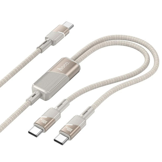 USB-C Daten- und Ladekabel - 2 x USB-C HOCO U139 2in1, 100W, 1.2m, Gold