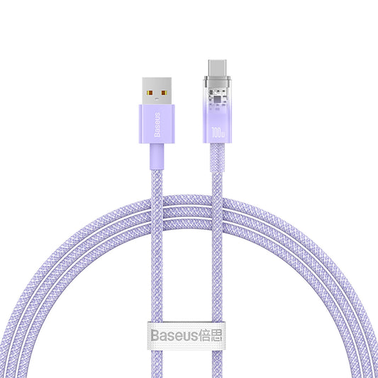 Baseus Explorer USB-A to USB-C Data and Charging Cable, 100W, 1m, Purple CATS010405