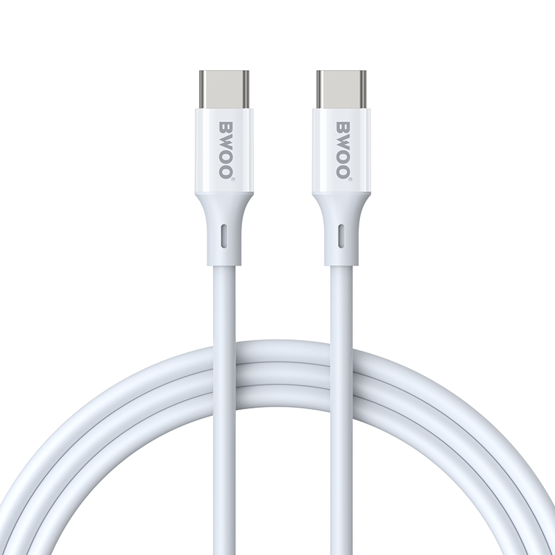 Câble de données et de charge USB-C - USB-C BWOO BO-X283CC-2M, 60W, 2m, Blanc