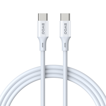 Câble de données et de charge USB-C - USB-C BWOO BO-X283CC-2M, 60W, 2m, Blanc