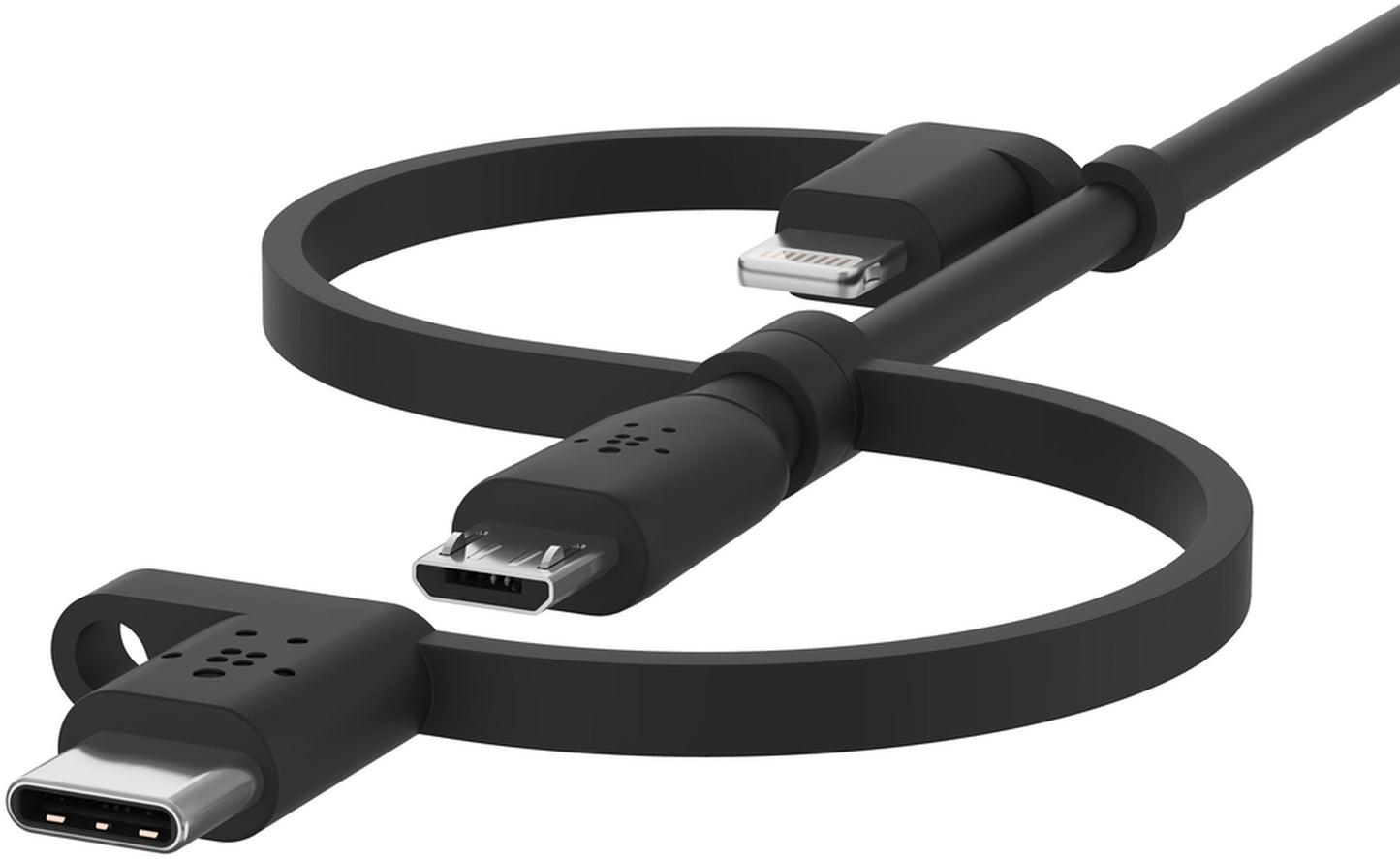 Câble de données et de charge USB-A - Lightning / microUSB / USB-C Belkin BoostCharge, 1m, Noir CAC001bt1MBK