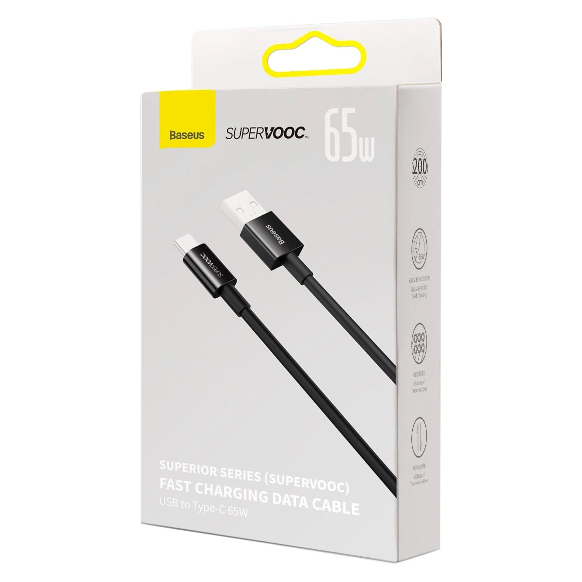 USB-A to USB-C Data and Charging Cable Baseus Superior Series, 65W, 2m, Black CAYS001001