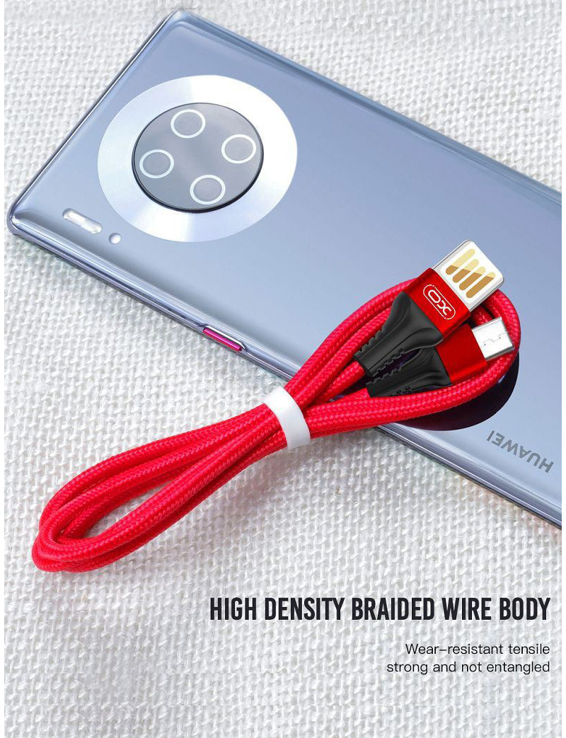 Daten- und Ladekabel USB-A - microUSB XO Design NB118, 18W, 1m, Rot