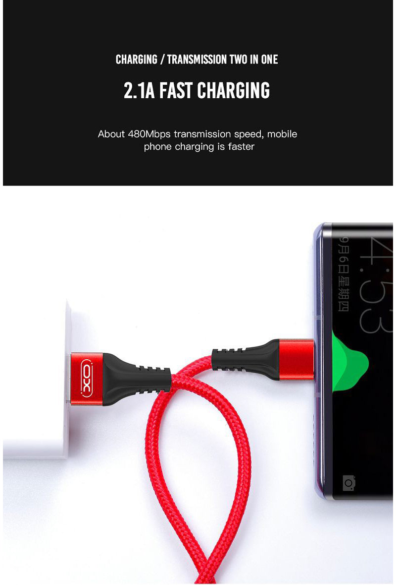 Daten- und Ladekabel USB-A - microUSB XO Design NB118, 18W, 1m, Rot
