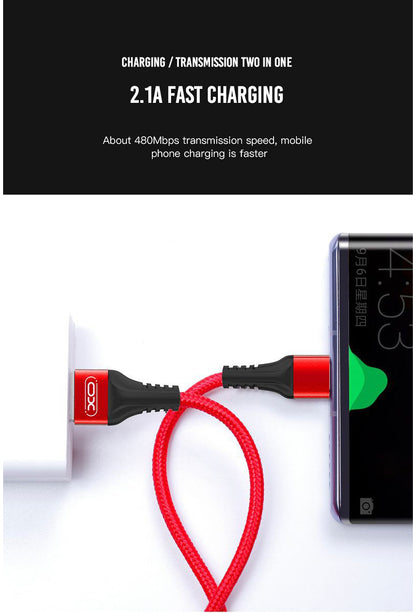 Daten- und Ladekabel USB-A - microUSB XO Design NB118, 18W, 1m, Rot