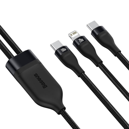 USB-C - Lightning / USB-C Baseus Flash Series 2in1 Daten- und Ladekabel, 100W, 1,2m, Schwarz CA1T2-F01