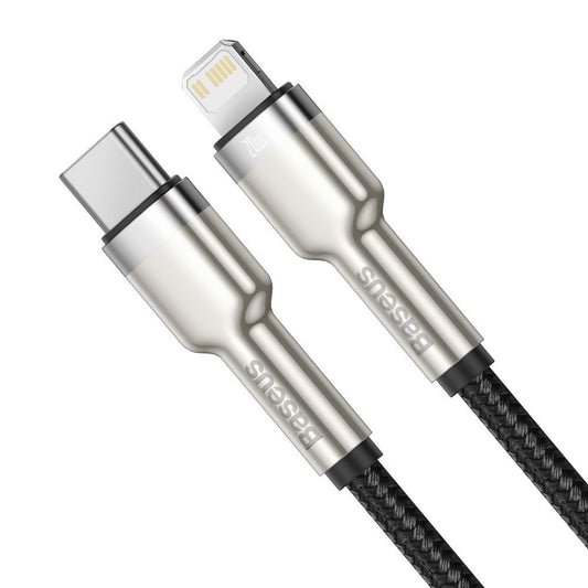 USB-C - Lightning Lade- und Datenkabel Baseus Cafule Metal Series, 20W, 2m, Schwarz CATLJK-B01