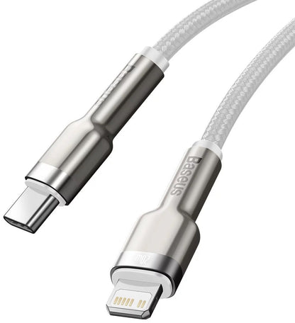 USB-C - Lightning Lade- und Datenkabel Baseus Cafule Metal Series, 20W, 2m, Weiß CATLJK-B02