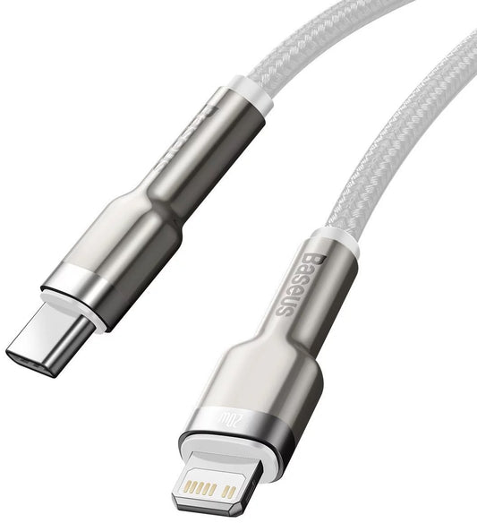 USB-C - Lightning Lade- und Datenkabel Baseus Cafule Metal Series, 20W, 2m, Weiß CATLJK-B02
