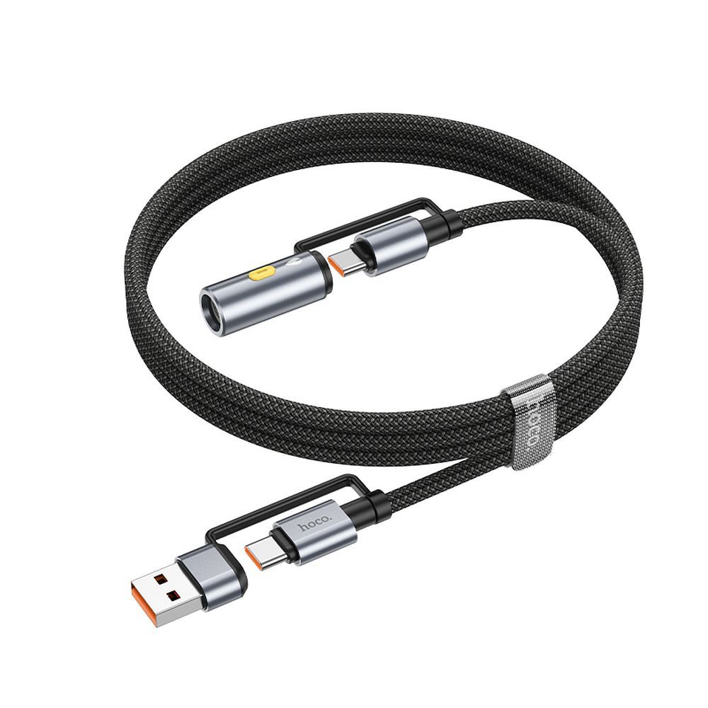 Câble de Données et de Charge USB-C / USB-A - USB-C / Briquet Électrique HOCO U138, 60W, 1.2m, Noir