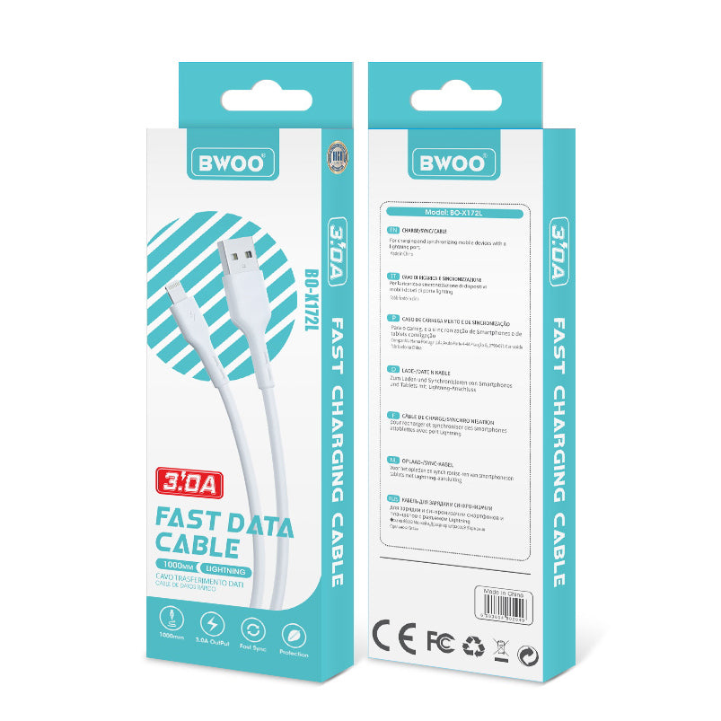 Câble de Données et de Charge USB-A - Lightning BWOO X172L, 18W, 1m, Blanc