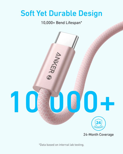 Câble de Données et de Charge USB-C - USB-C Anker Zolo, 240W, 1m, Noir A8060H11