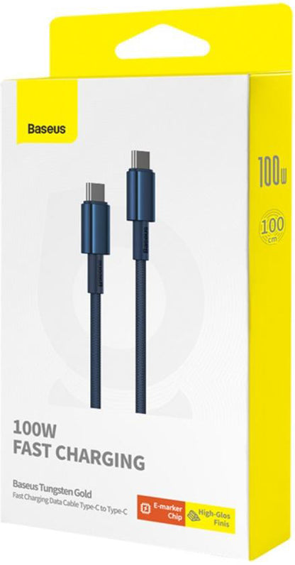 USB-C to USB-C Data and Charging Cable Baseus Tungsten Gold, 100W, 2m, Navy Blue P10319800321-04