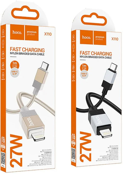 Daten- und Ladekabel USB-C - Lightning HOCO X110, 27W, 1m, Schwarz