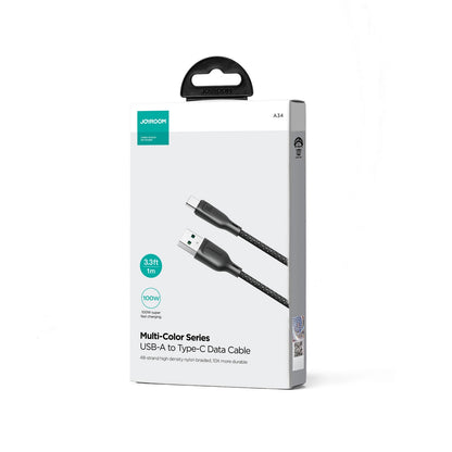 USB-A - USB-C Daten- und Ladekabel Joyroom Multi-Color S-A34, 100W, 1m, Schwarz