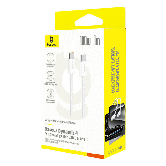 Câble de Données et de Charge USB-C - USB-C Baseus Dynamic 4 Series, 100W, 1m, Blanc P10381400211-00