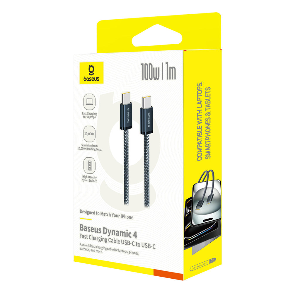 Câble de Données et de Charge USB-C - USB-C Baseus Dynamic 4 Series, 100W, 1m, Bleu Marine P10381400121-00