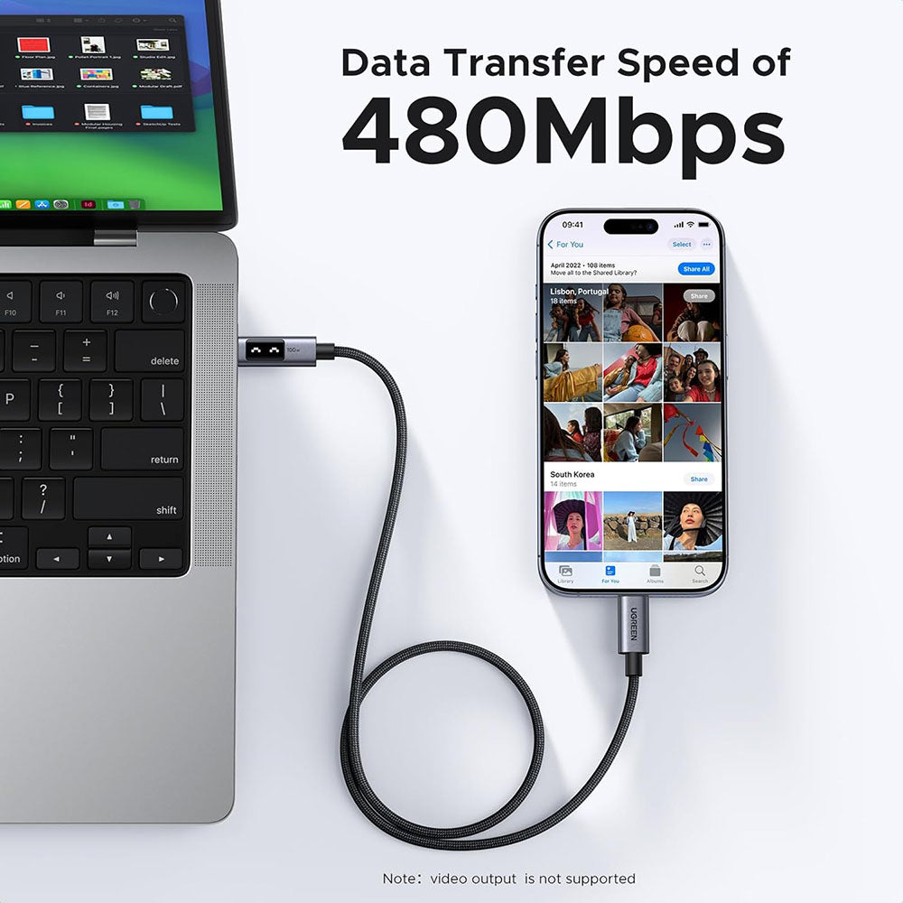 USB-C Daten- und Ladekabel - USB-C UGREEN L509, 100W, 2m, Grau