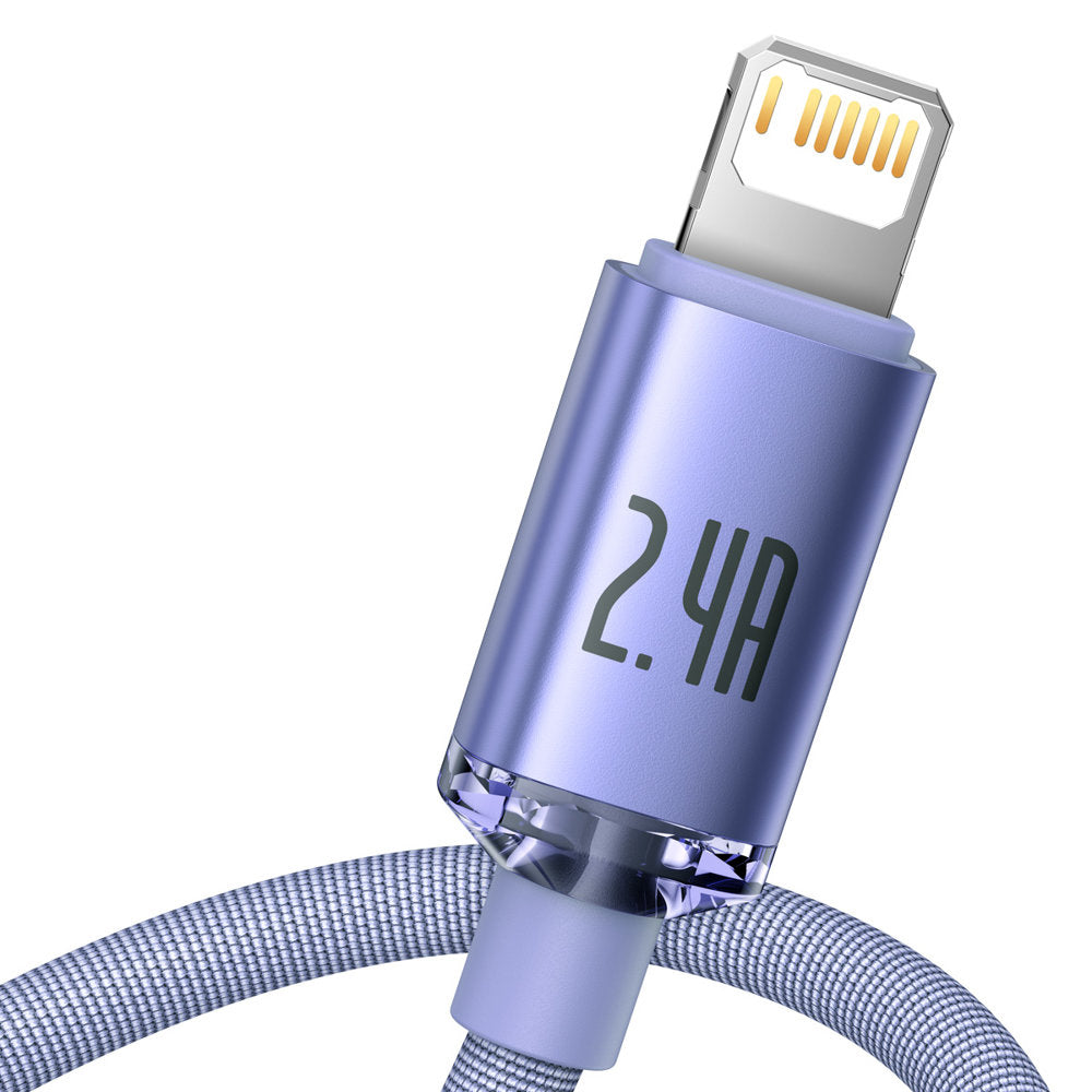 USB-A - Lightning Daten- und Ladekabel Baseus Crystal Shine Series, 18W, 2m, Lila CAJY000105