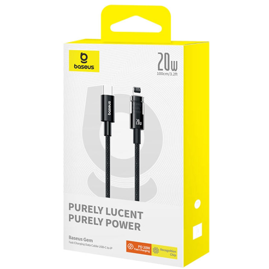 Câble de Données et de Charge USB-C - Lightning Baseus Gem, 20W, 1m, Noir P10373001111-00