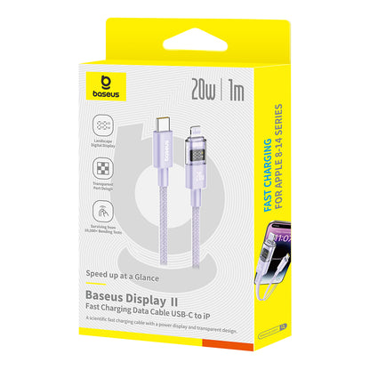 USB-C - Lightning Baseus Display 2 Daten- und Ladekabel, 20W, 1m, Lila P10382703511-00
